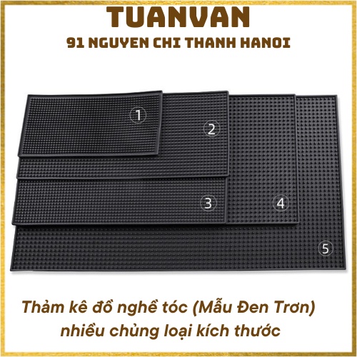 Thảm lót cao su để tông đơ và đồ nghề tóc cho barber (Mẫu đen trơn)