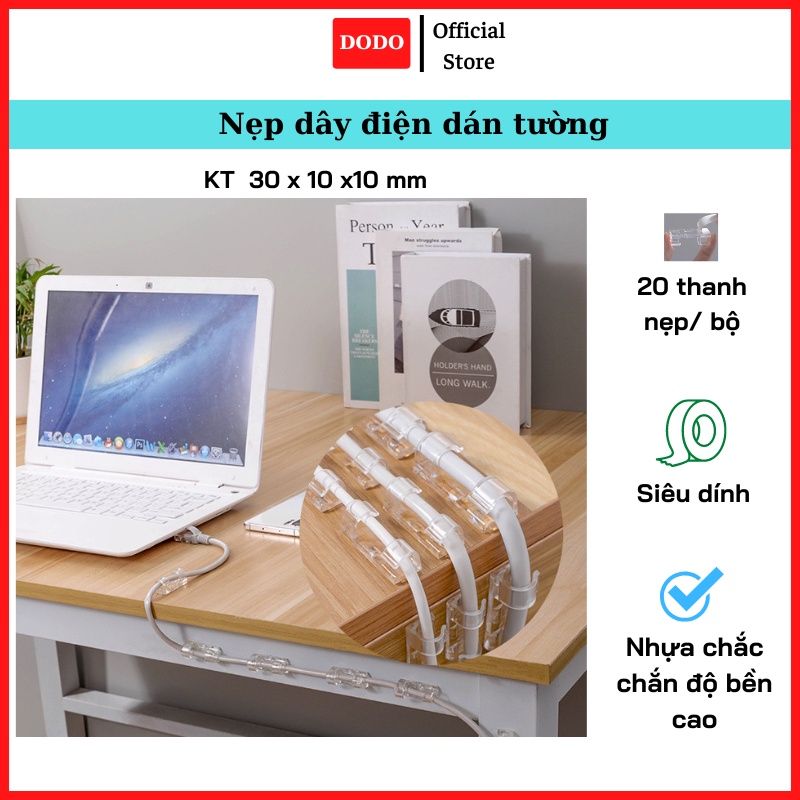 Bộ 20 Nẹp Dây Điện Dán Tường Cố Định Siêu Dính