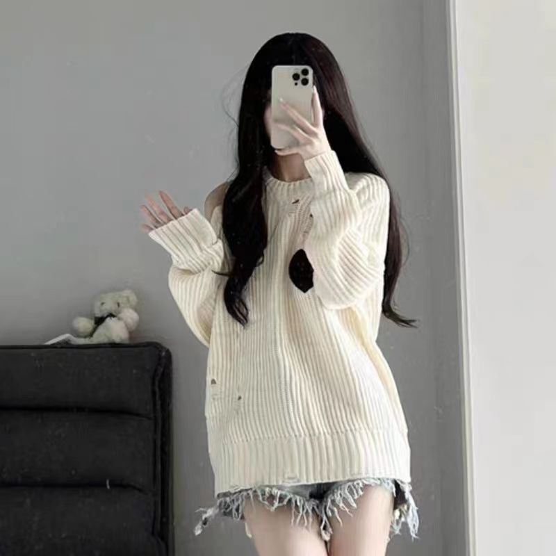 Áo croptop nữ dài tay áo len kiểu nữ Áo Sweater Trễ Vai Tay Dài Thời Trang Thu Đông Dành Cho Nữ