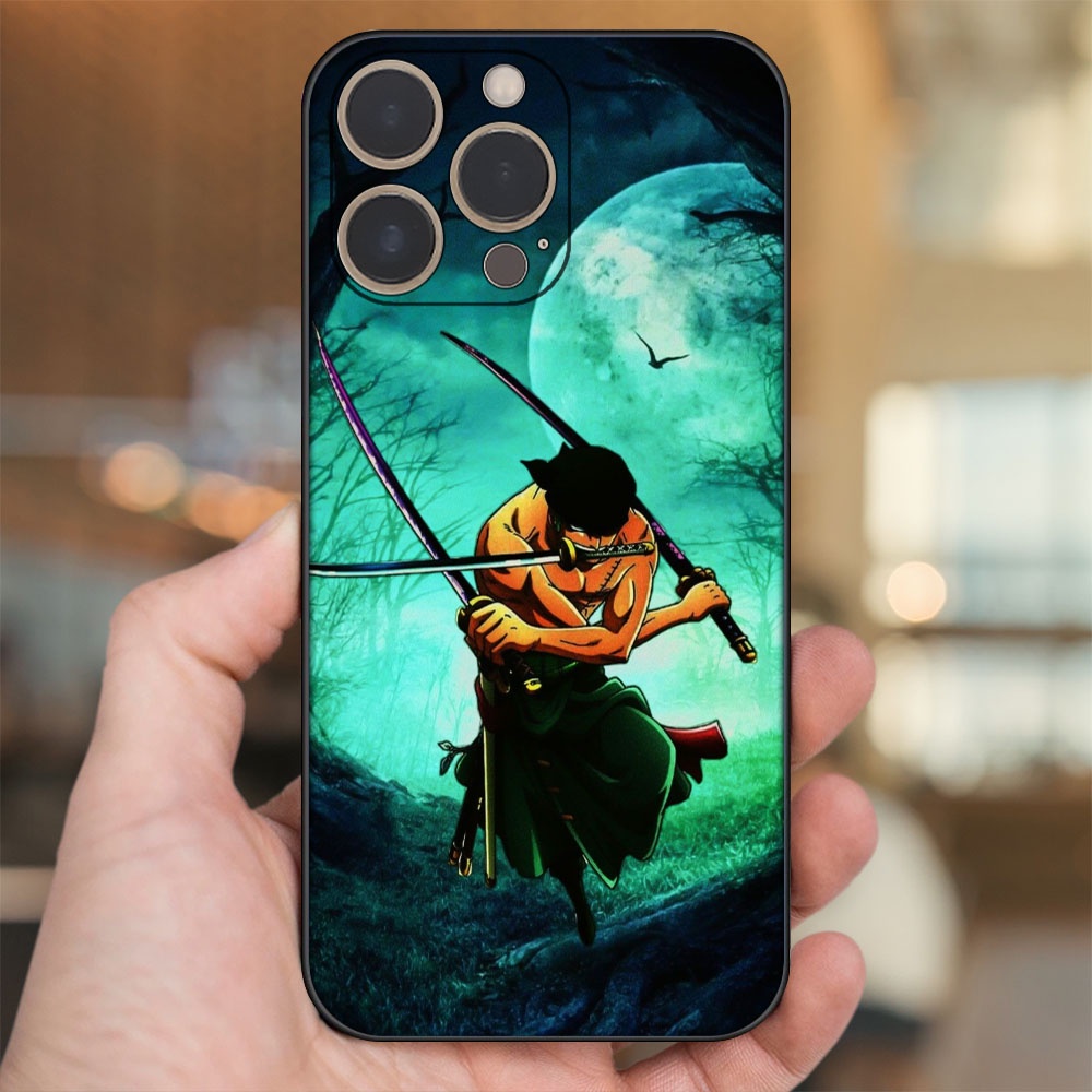 Ốp lưng iPhone 14 Pro dẻo đen cạnh vuông in hình Zoro One Piece
