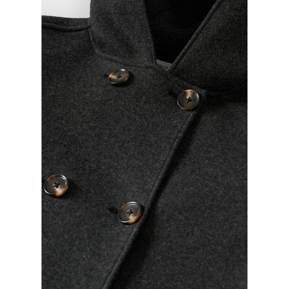 Áo khoác dạ có mũ liền mẹ và bé 2 màu đen be