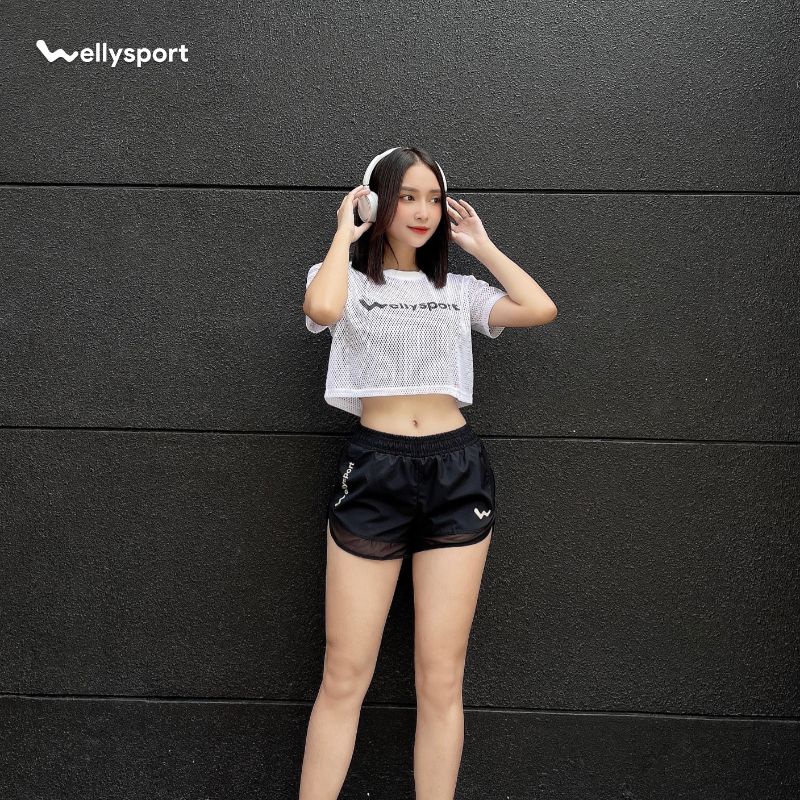 Quần Short Nữ, Tập Gym, Chạy Bộ, Màu Đen, Welly Sport, Mã QSND