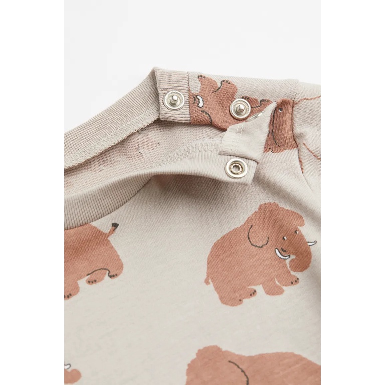 Áo phông dài tay voi gấu trúc HM H&M sz 9-12, 12-18, 18-24m_hàng chính hãng Mỹ