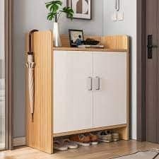 Tủ giày gỗ 2 ngăn cánh trắng