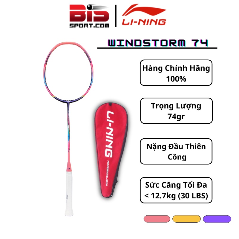 Vợt Cầu Lông Chính Hãng Lining Windstorm 74  Hồng  - Hàng Chính Hãng N