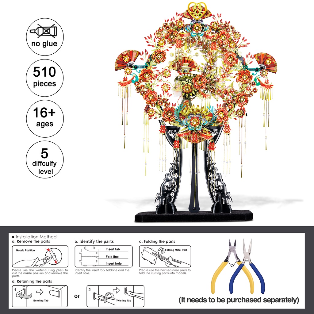 Bộ mô hình lắp ráp quạt 3D PIECECOOL bằng kim loại dùng làm quà tặng sinh nhật cho bạn gái
