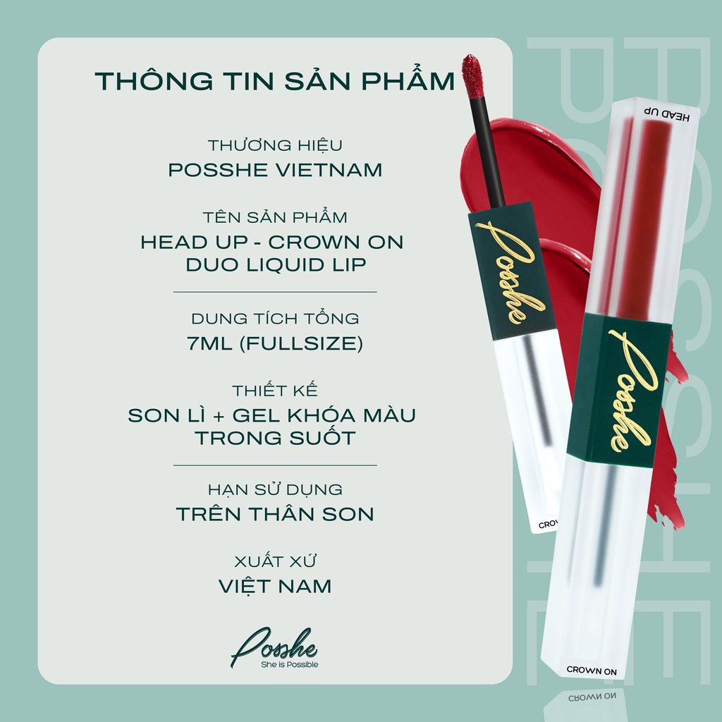 Son Kem 2 Đầu Posshe Siêu Lì Không Trôi Màu P906 - Hồng Baby - Mua 2 Cây Tặng Sáp Dưỡng Môi Và Sáp Tẩy Trang Môi Posshe
