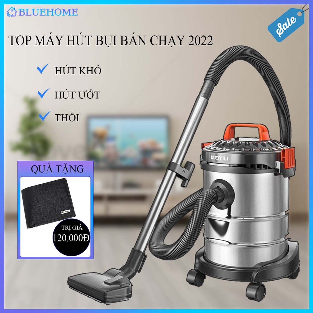 Máy Hút Bụi, Hút Bụi Công Nghiệp Gia Đình Công Suất Lớn 1200W, Dung Tích 15L Tích Hợp 3 Chế Độ Khô - Ướt- Thổi