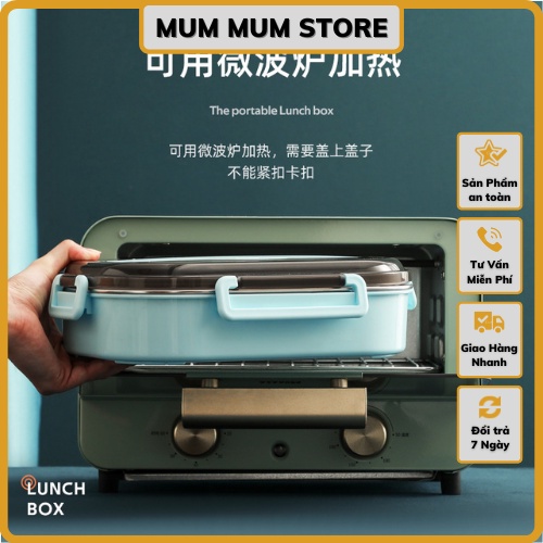 Hộp cơm văn phòng + Túi giữ nhiệt - Kèm bộ đũa thìa  và bát canh inox 304