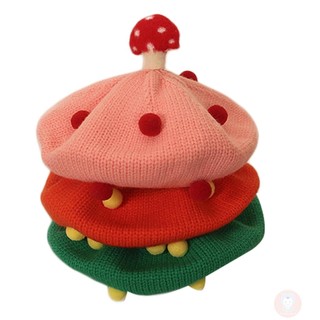 Laa6-dễ thương Mũ nồi nấm tập đi Mũ beanie dệt kim ấm áp mùa đông