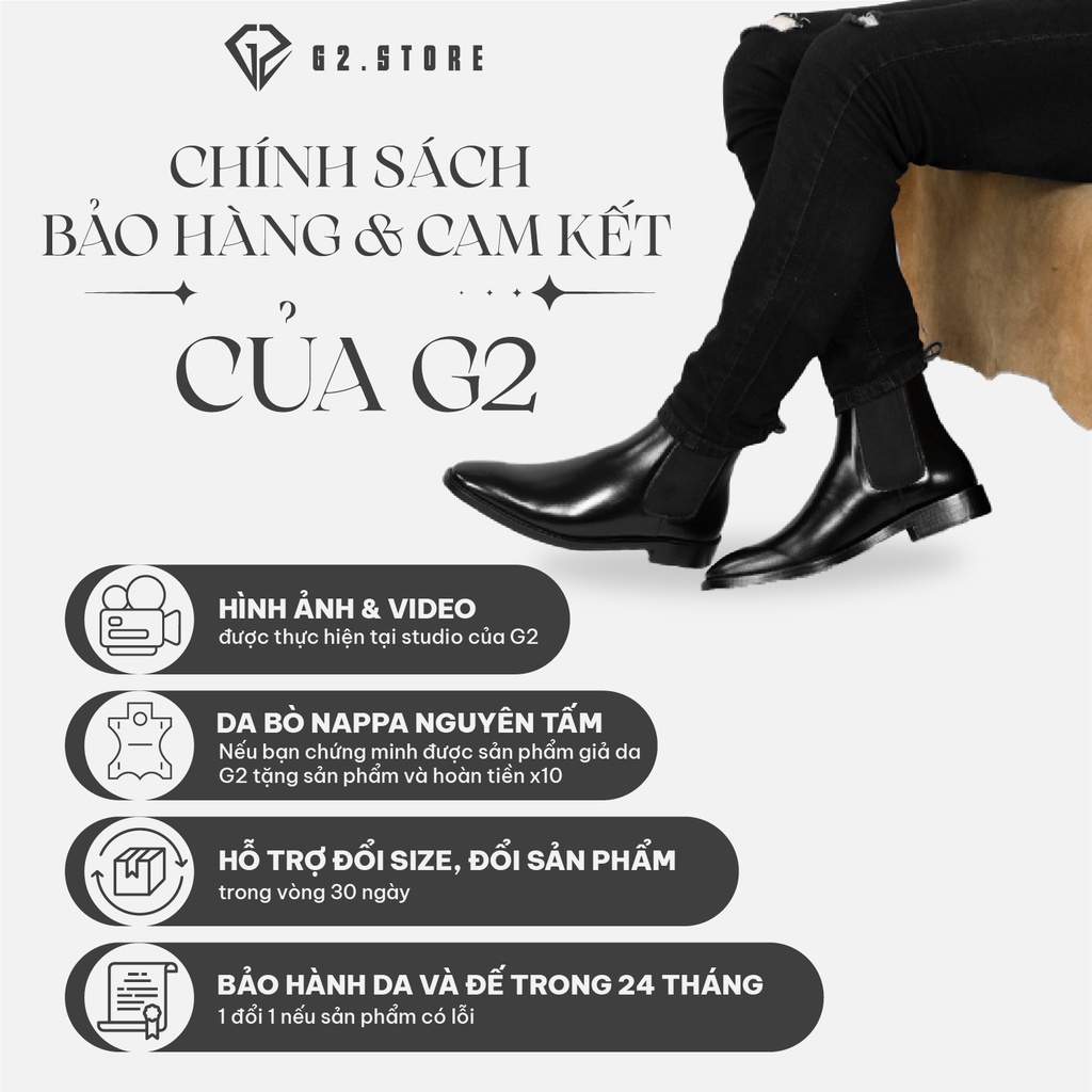 Boot cổ cao G2 Combat boot đế cao 5,5cm, Giày bốt chiến binh bằng da bò nappa cao cấp bảo hành 24 tháng