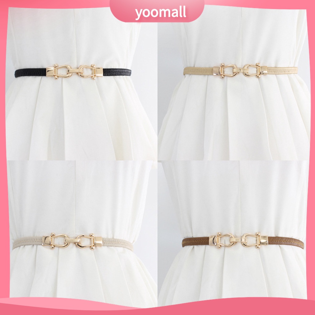 Thắt Lưng Giả Da Bản Nhỏ Co Giãn Khóa Kim Loại Chống Mài Mòn Thời Trang Cho Nữ