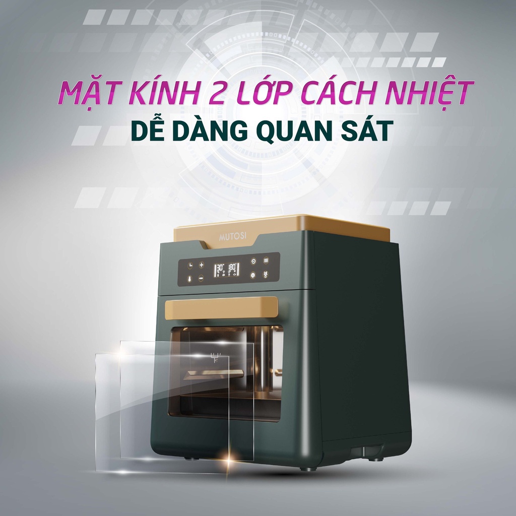 Nồi chiên không dầu đa năng Mutosi MF-99D, dung tích 12L, màn hình cảm ứng, bảo hành 24 tháng