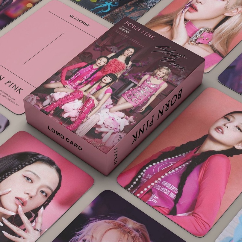 55pcs Blackpink BORN PINK Pink Venom 55 Nhấp Nháy Sẵn Sàng Cho Thẻ lomo Tình Yêu Lomo Card ready for love