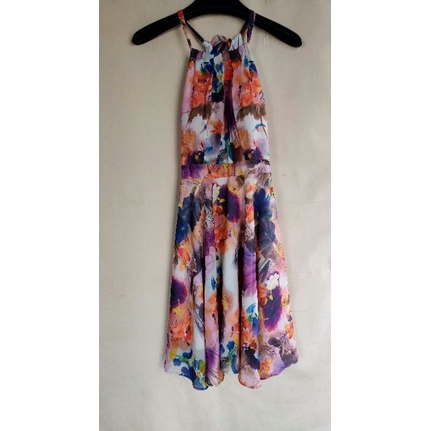 Đầm Hoa Cổ Yếm sz S, new 98%