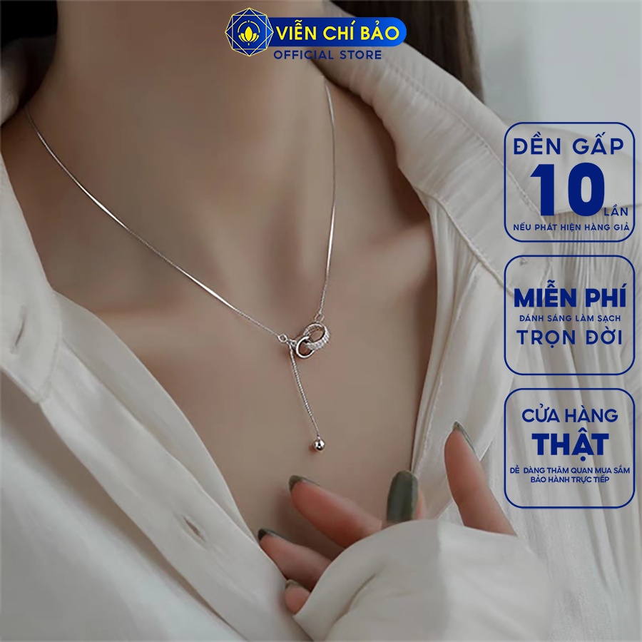 Dây chuyền bạc nữ tròn lồng charm bi chất liệu bạc 925 thời trang phụ kiện trang sức Viễn Chí Bảo D000172
