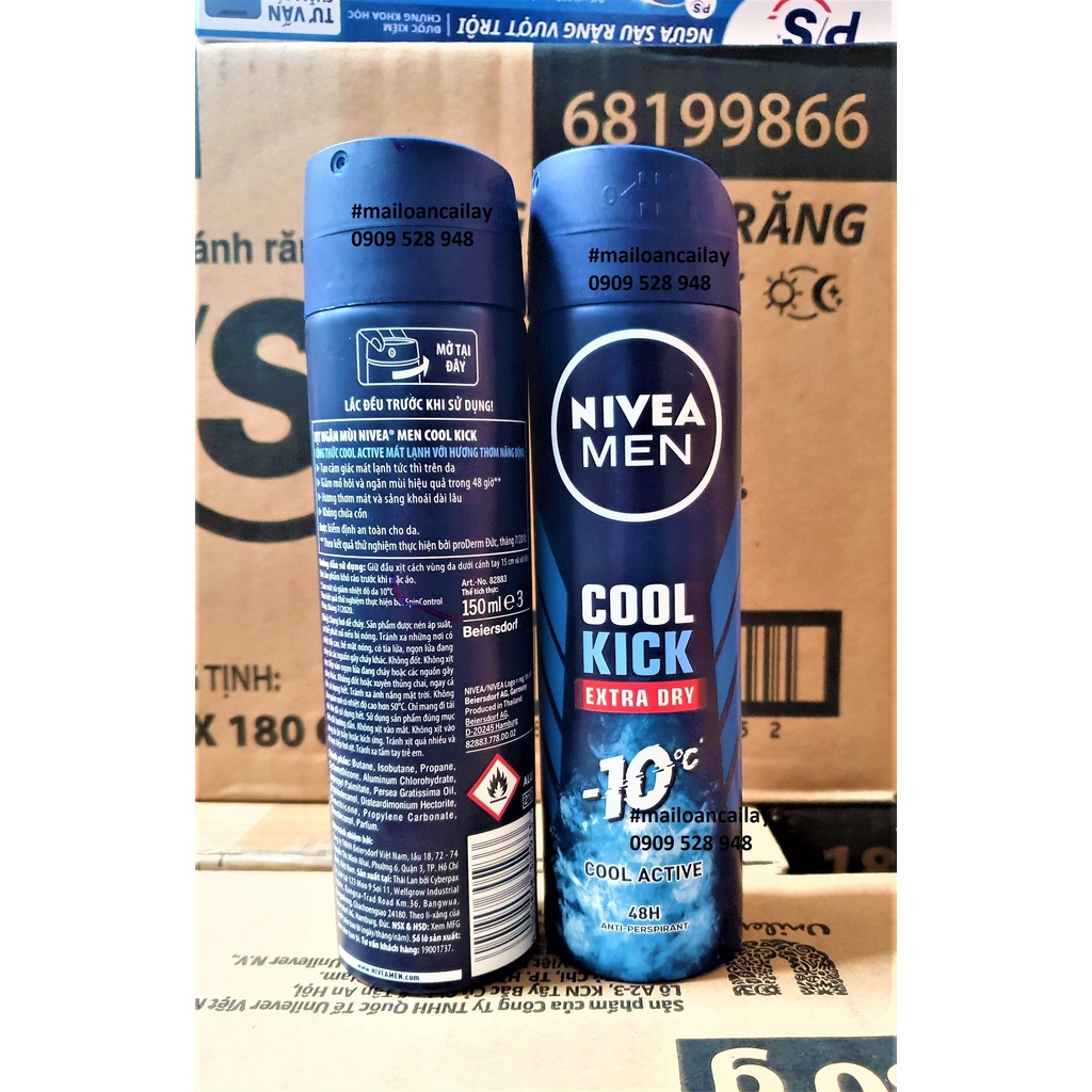 Xịt Khử mùi Nivea Men Cool Kich Extra Dry-Cool Active 150ml