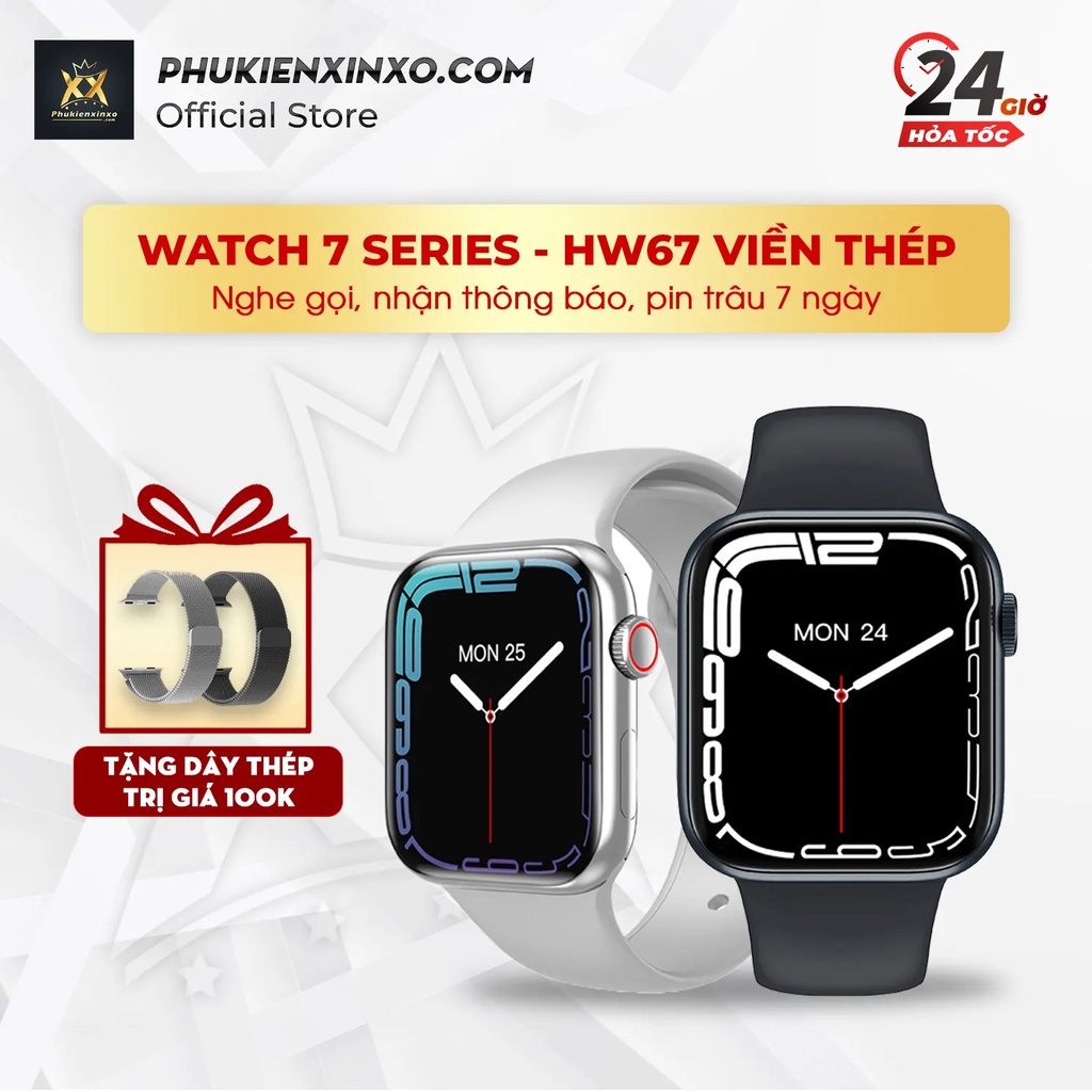 Đồng hồ thông minh HW67 Plus, Smartwatch tràn viền cảm ứng siêu mượt, Nghe gọi được - Bảo hành 6 tháng 1 đổi 1