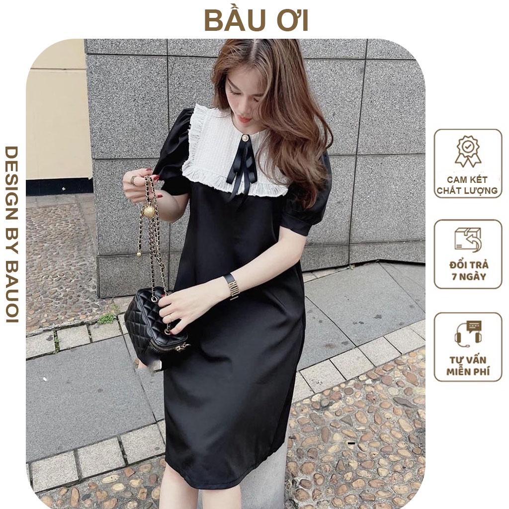 [BAUOII V70] VÁY BẦU CÔNG SỞ DÁNG SUÔNG PHỐI REN TAY BỒNG - ĐẦM BẦU BABYDOLL THỜI TRANG HÀN QUỐC KIỂU DÁNG THANH LỊCH