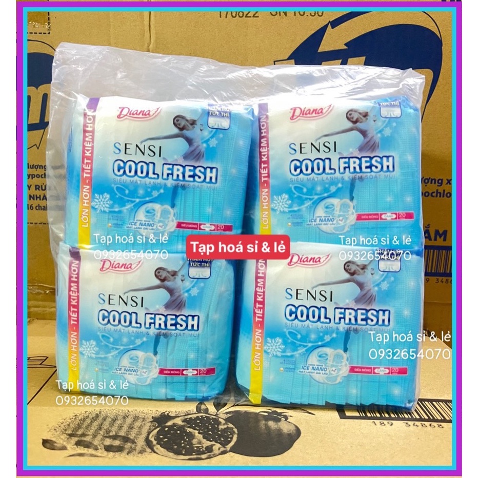 4 gói băng vệ sinh Diana Sensi Cool Fresh 20 miếng siêu mỏng cánh