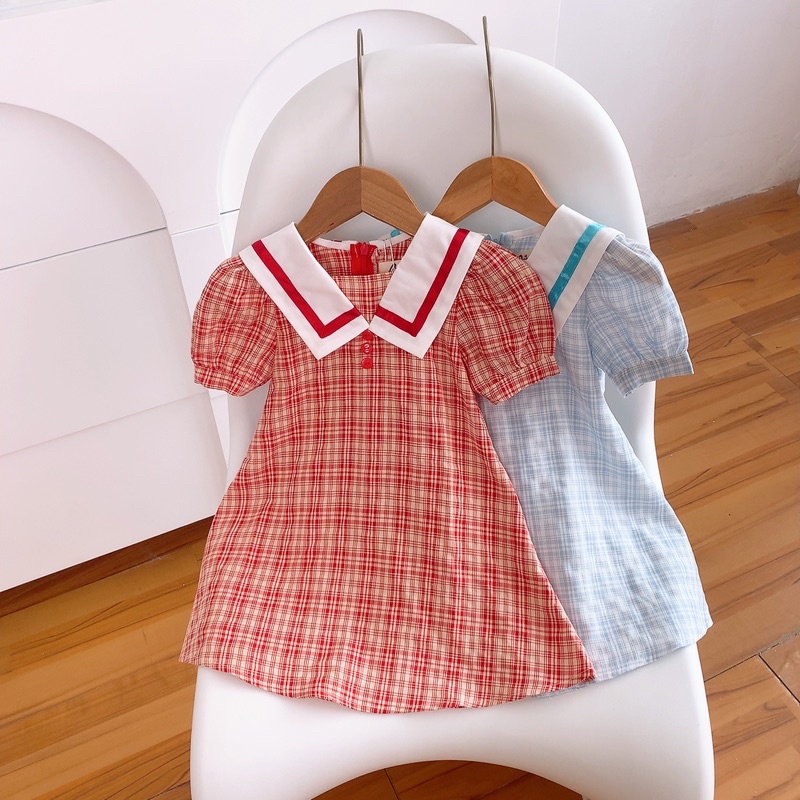 Váy hè cho bé gái, Váy thủy thủ cho bé gái chất liệu cao cấp size 8 - 32kg