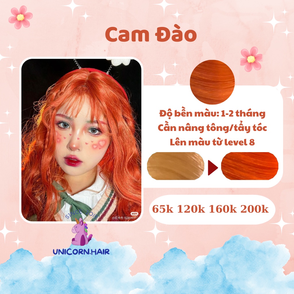 Thuốc nhuộm tóc màu CAM ĐÀO- ORANGE PEACH cần dùng thuốc tẩy tóc