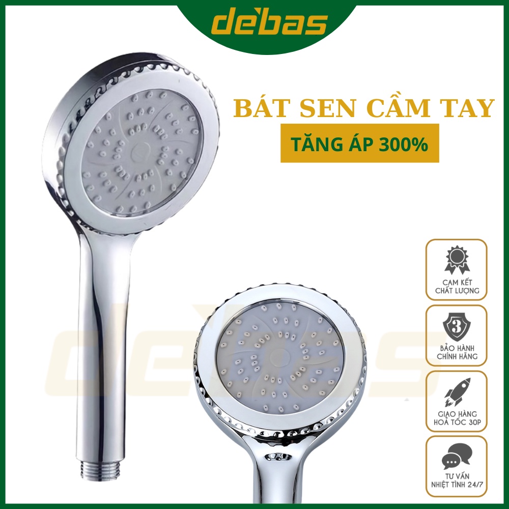 Vòi sen tắm nóng lạnh tăng áp cao cấp bát sen tắm vòi hoa sen dây sen inox và cài sen Debas TS33