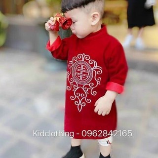 áo dài nhung thêu cao cấp cho bé trai 9-18kg
