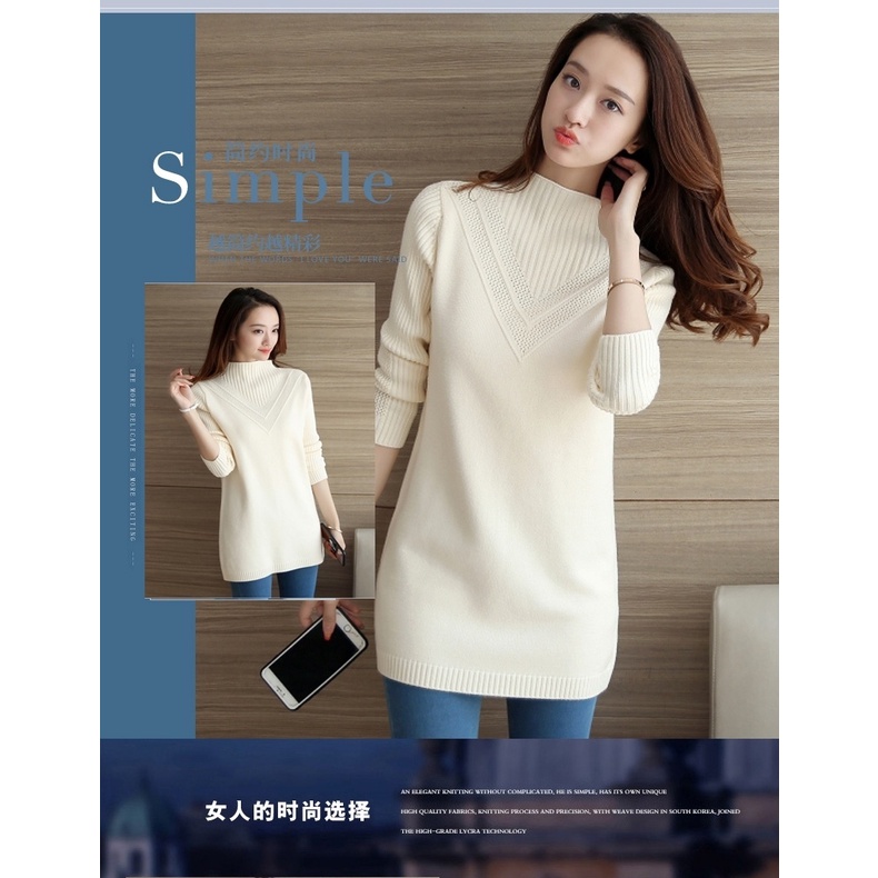 Áo Sweater Dáng Dài Vừa Phải Dày Dặn Phong Cách Thu Đông Hàn Quốc Mới Dành Cho Bạn Nữ