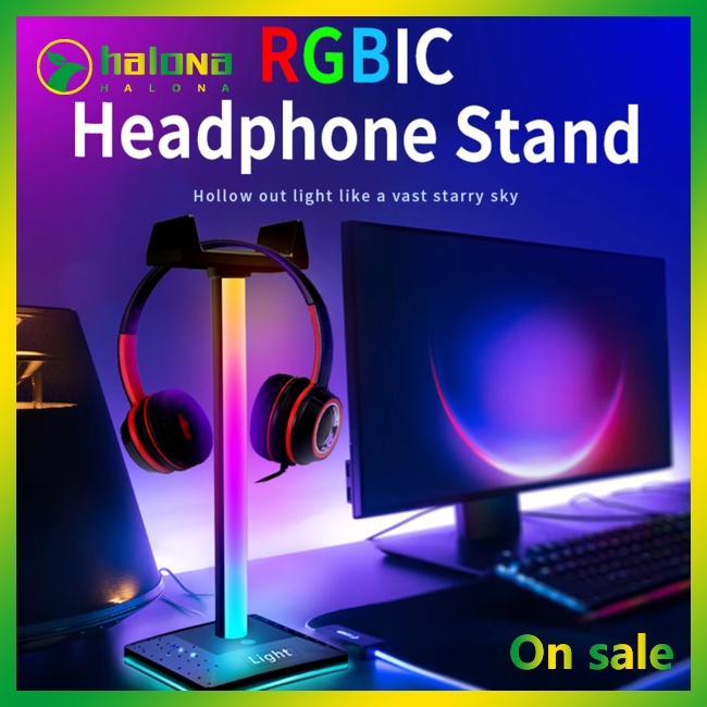 Giá Đỡ Tai Nghe Chơi Game Có Đèn Led Halo Rgb Đầu Cắm 3.5mm