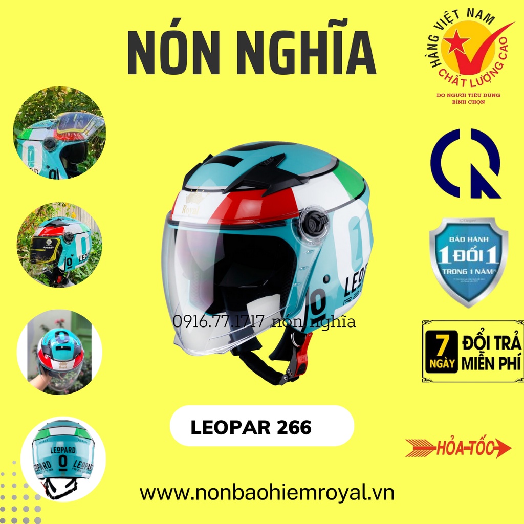 MŨ BẢO HIỂM ROYAL 3/4 2 KÍNH 268 / NÓN BẢO HIỂM 3/4 ĐI PHƯỢT - ĐI LÀM