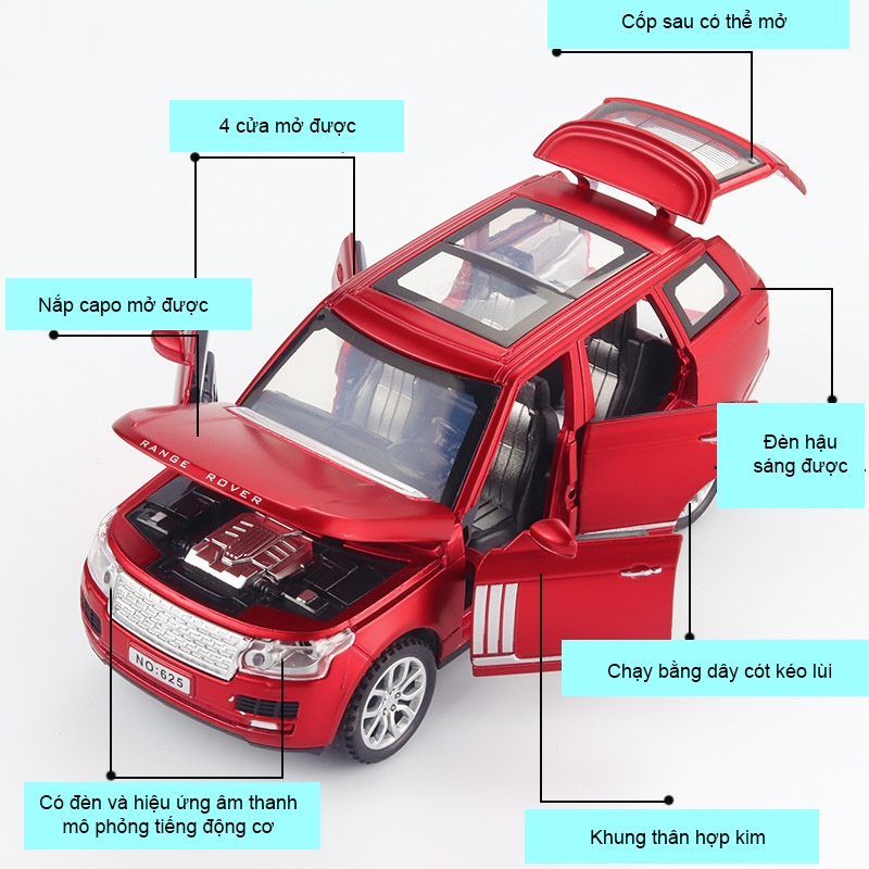 Mô hình xe ô tô Land Rover - Range Rover tỉ lệ 1:32 khung hợp kim