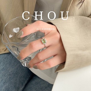 Nhẫn nữ mặt vuông xanh lá | chou accessories |