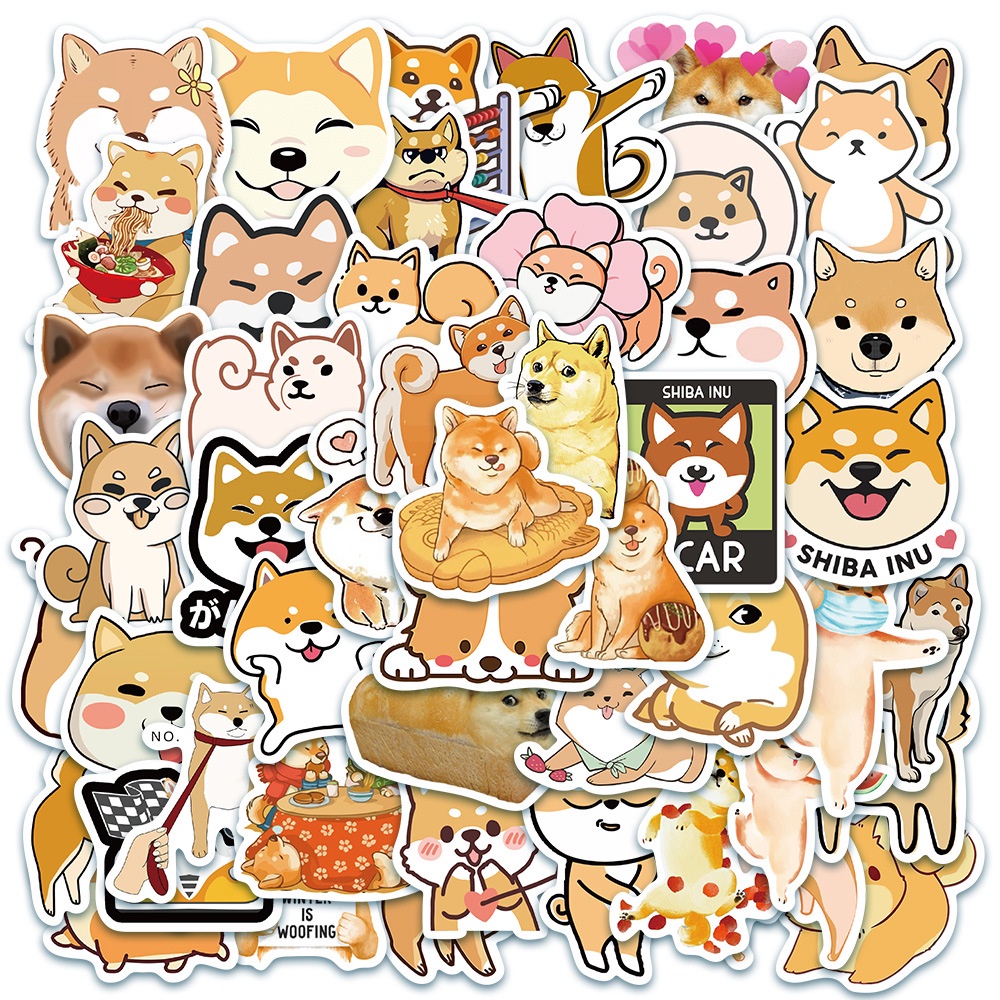 SET 50 STICKER Shiba Inu & Corgi Chống Thấm Nước Trang Trí Điện Thoại , Laptop , Vali Siêu Cute