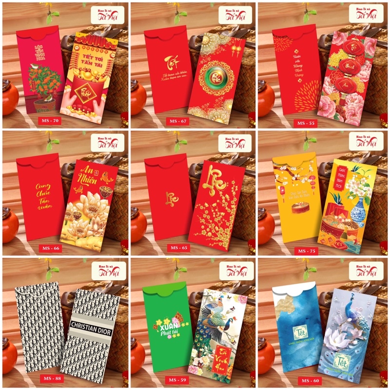 Combo 1000 Bao lì xì Tết Việt Quý Mão 2023 loại tốt C150 nhiều mẫu - Pigbabystore