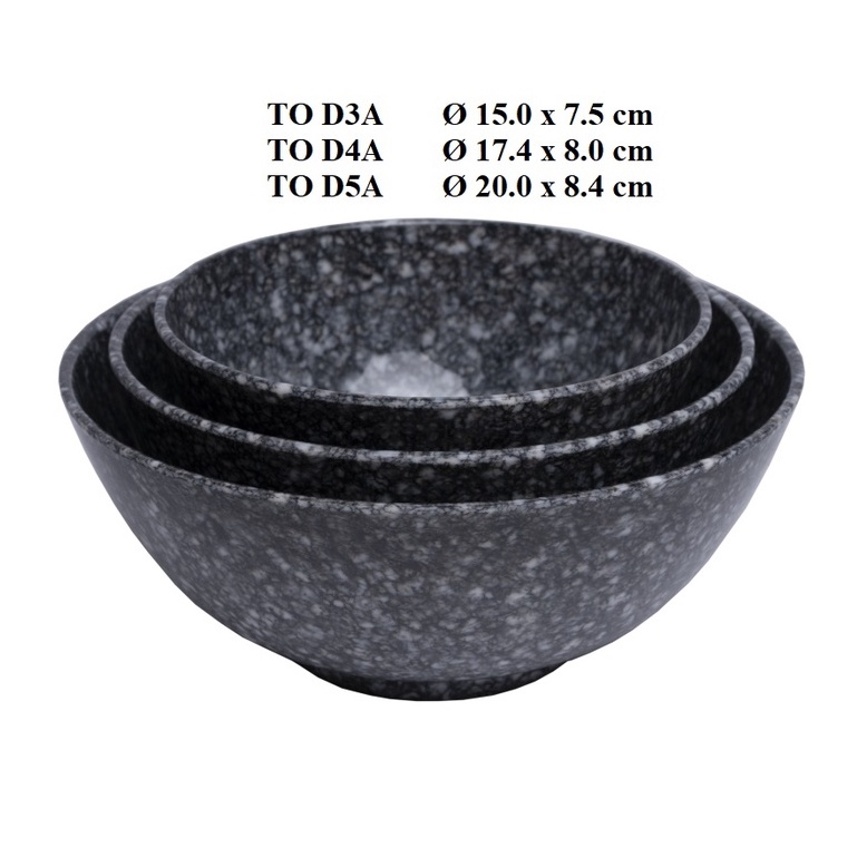 Tô tròn to nhựa Melamine vân đá đen