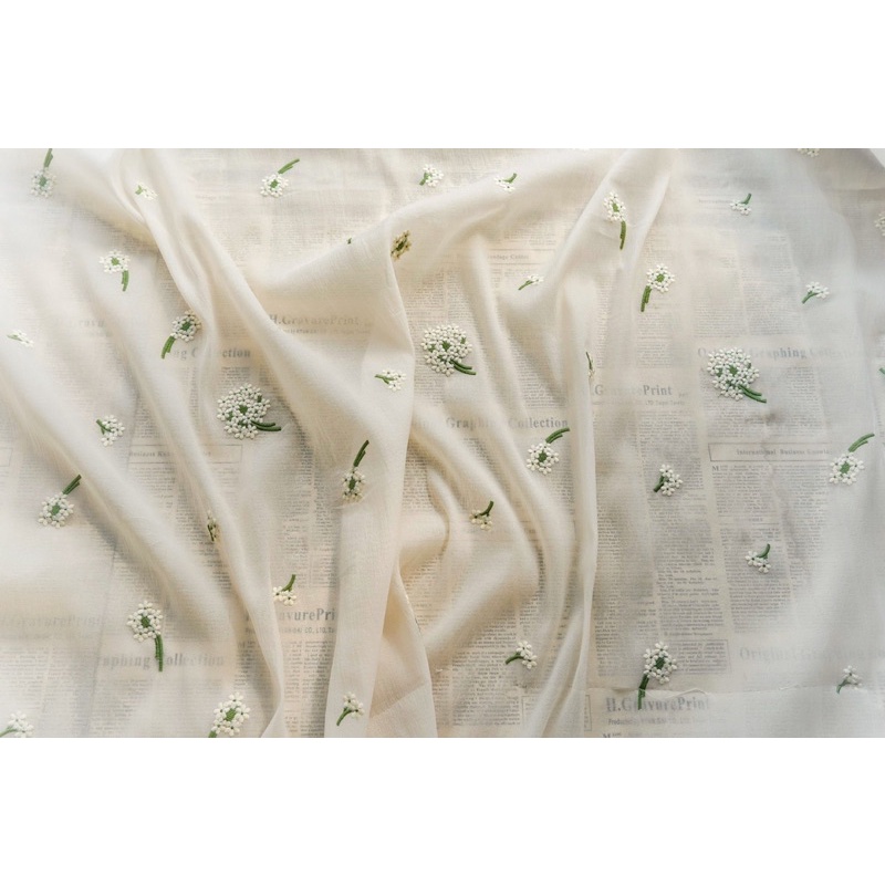Vải Tơ Sống Thêu Hoa
