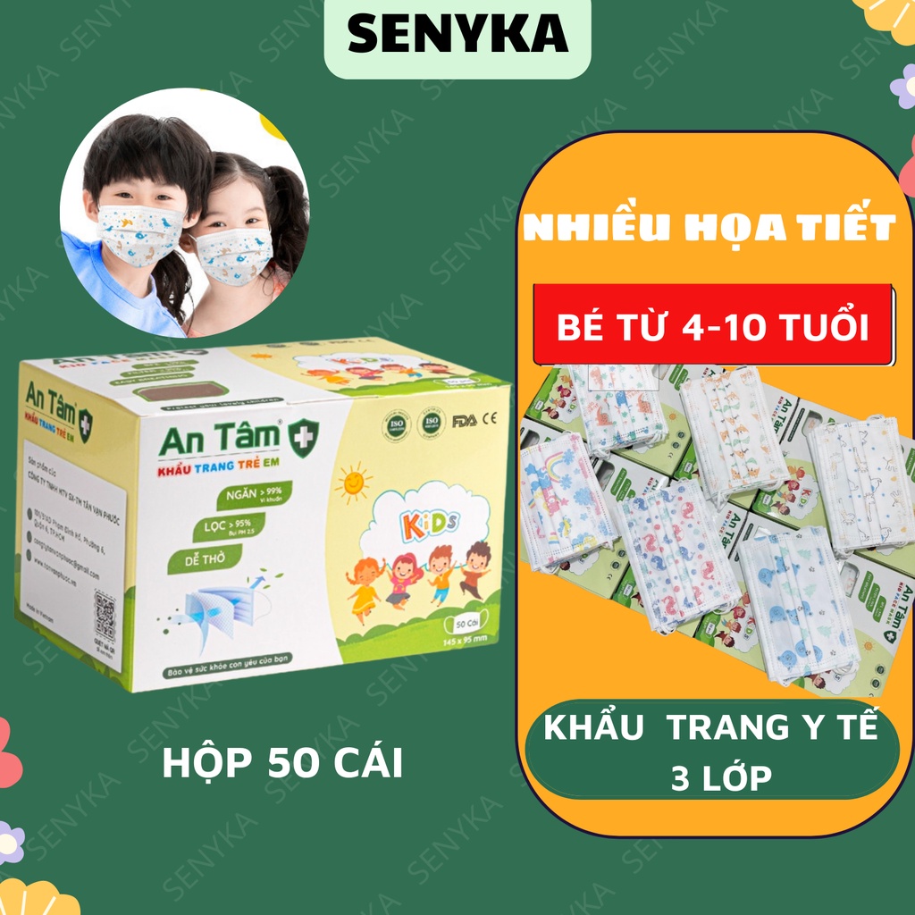 Khẩu trang cho bé kháng khuẩn 3 lớp An Tâm trẻ em từ 4 đến 10 tuổi hộp _ ATKTYTC