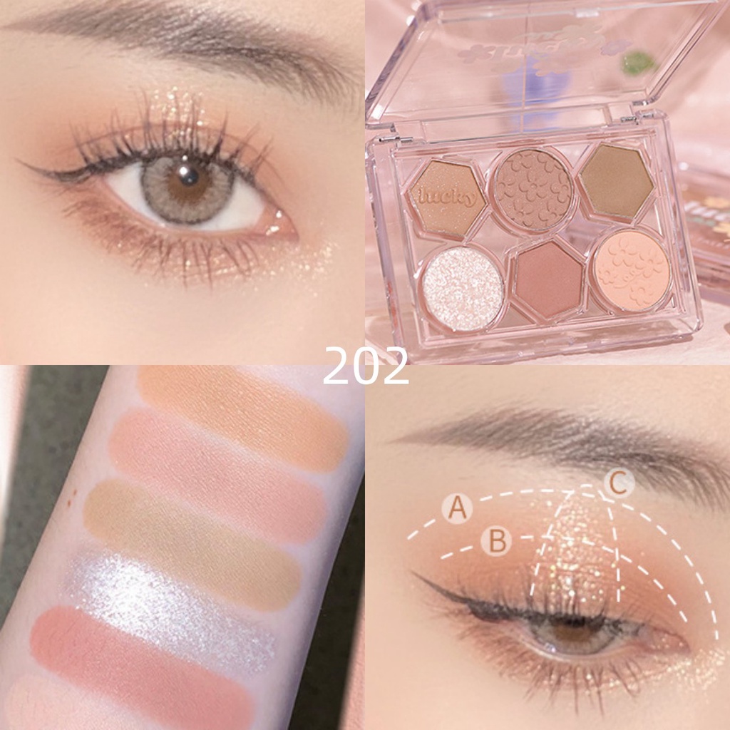 Bảng Phấn Mắt Gogotales 6 Màu Lì Lấp Lánh Trang Điểm Đa Năng