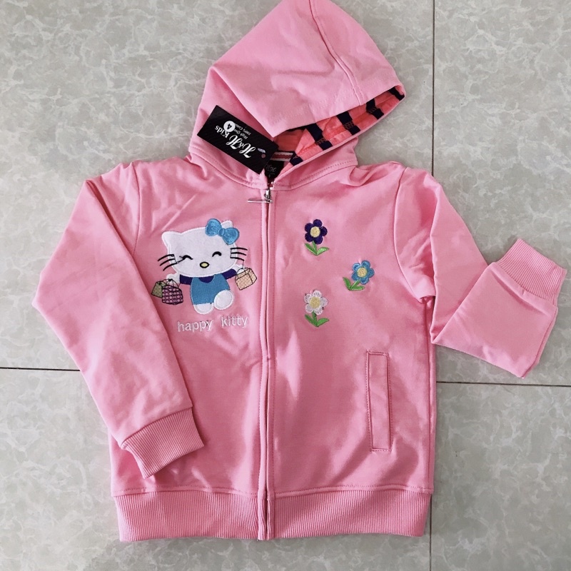 Áo khoác vải hoạ tiết hello kitty cho bé gái