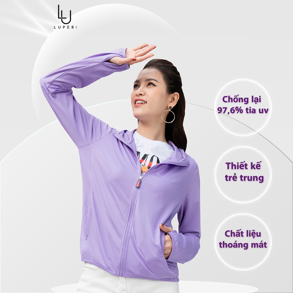 Áo Khoác Chống Nắng Nữ Luperi vải dày dặn chống tia UV gây hại cho da có khóa 2 bên tặng khẩu trang kháng khuẩn ACN01