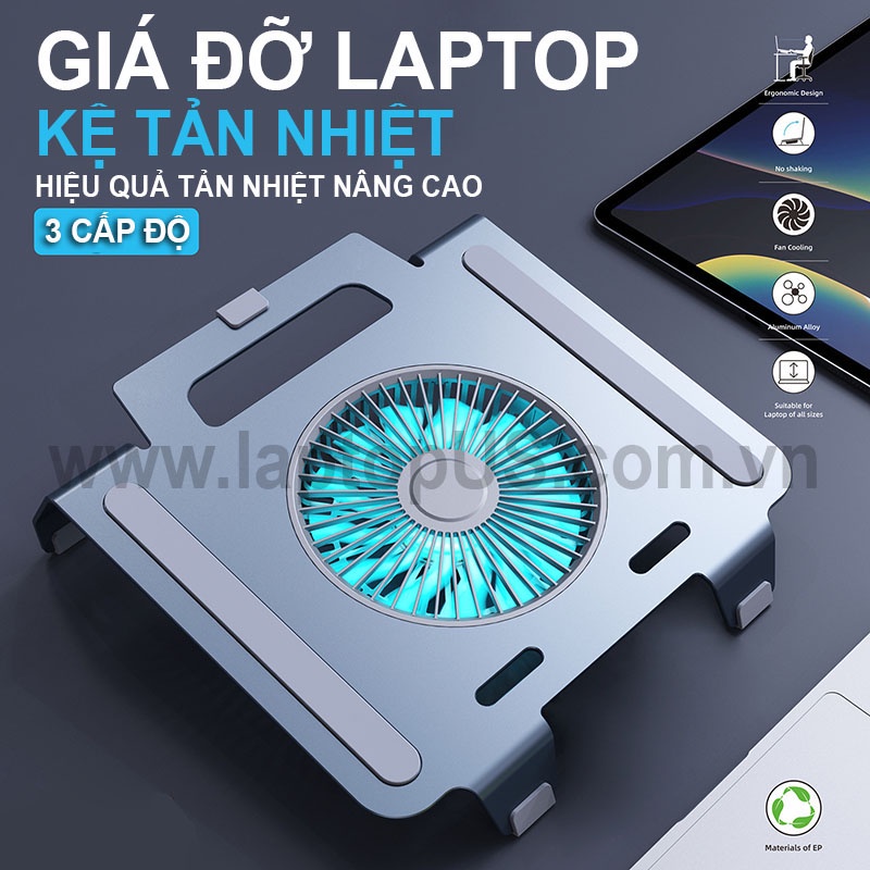Đế Tản Nhiệt Laptop Macbook Nhôm Có Quạt