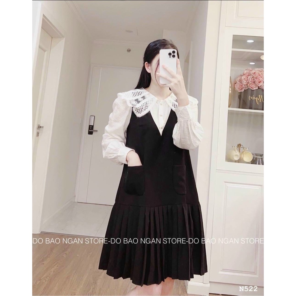 Váy bầu thời trang thiết kế tay bồng dáng suông đẹp sang chảnh