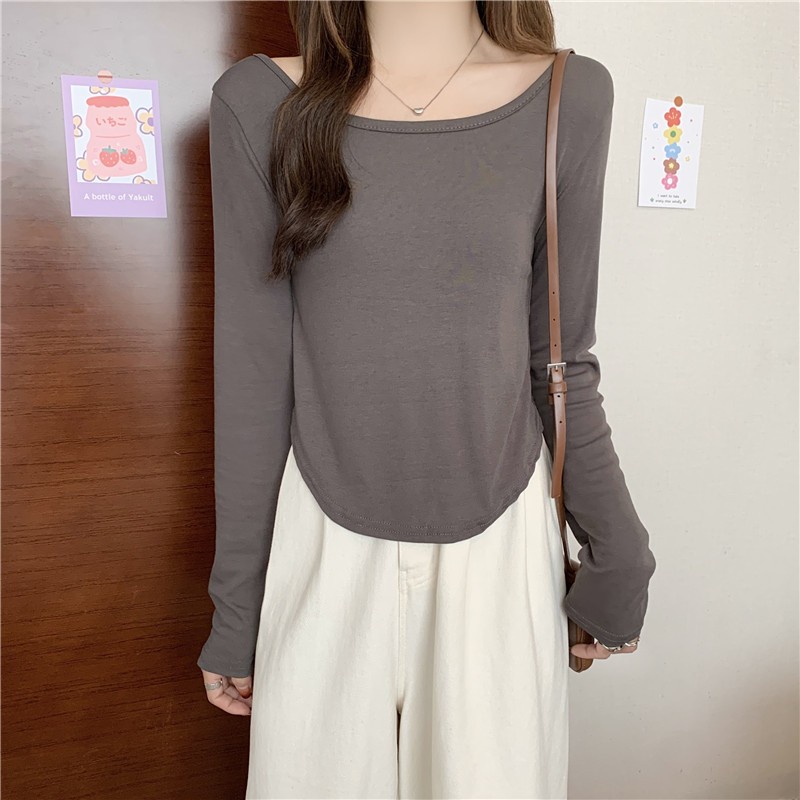 NRVP Áo Thun Nữ Dài Tay Dáng Rộng Màu Trơn Phong Cách Hàn Quốc Mới