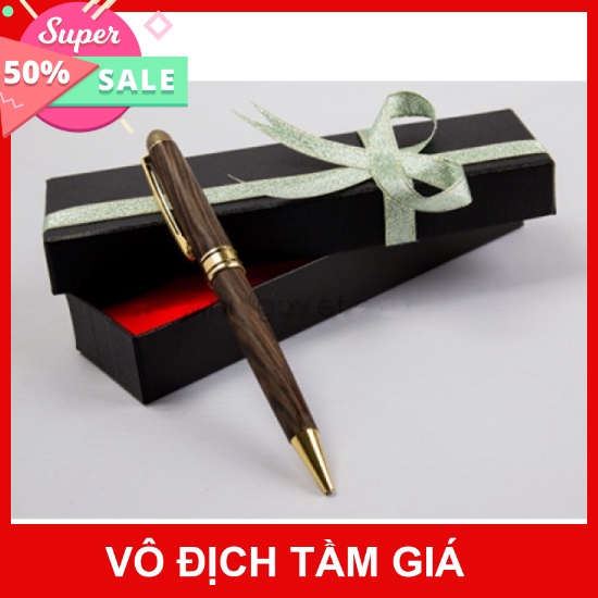 Bút gỗ Mun nắp xoay mực viết bi 0.5 mm có thể thay thế ngòi
