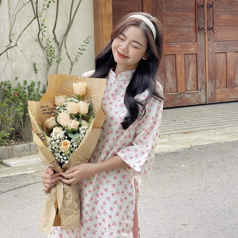 ÁO DÀI CÁCH TÂN HOA NHÍ KÈM QUẦN