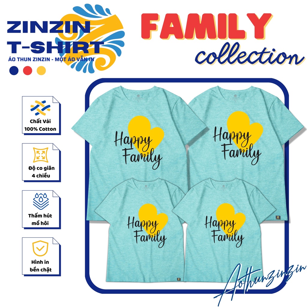 Áo thun gia đình Happy Family cổ tròn 100 phần trăm cotton 4 chiều (mẫu 3)