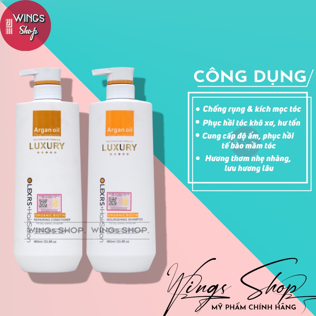 Combo Dầu gội xả phục hồi, chống rụng tóc Olexrs Hair Salon Luxury 500ml - 960ml , Wings Shop