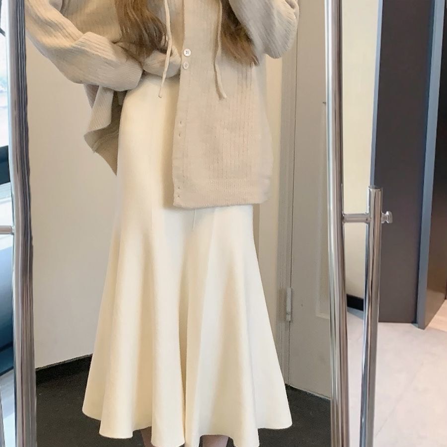 Chân váy đuôi cá len mỏng cạp chun phong cách hàn quốc