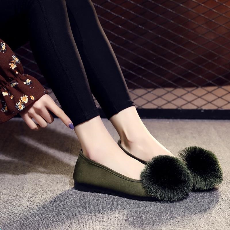 Giày Búp Bê Đế Bằng Phối Lông Mềm Mại Thoáng Khí Thời Trang Cao Cấp Cho Nữ